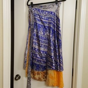 Reversible upcycled saris skirt